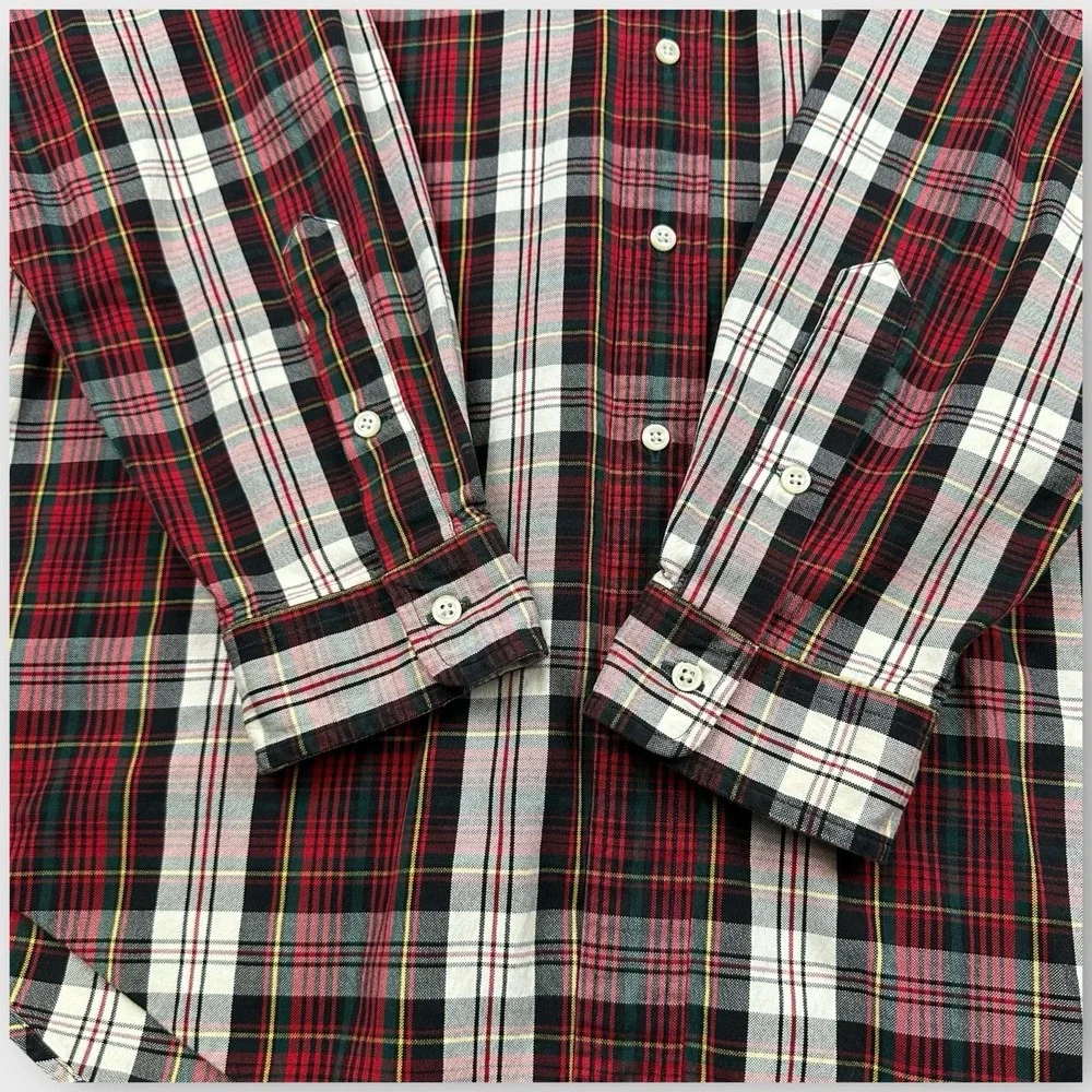 VTG Polo Ralph Lauren Shirt XXL Tartan Plaid Long Sleeve Blaire Oxford‎ Pocket